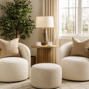 Curved Boucle Chairs