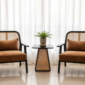 Woven Rattan Armchairs
