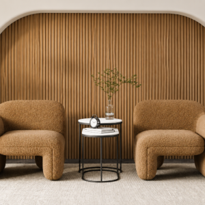 Sculptural Boucle Armchairs